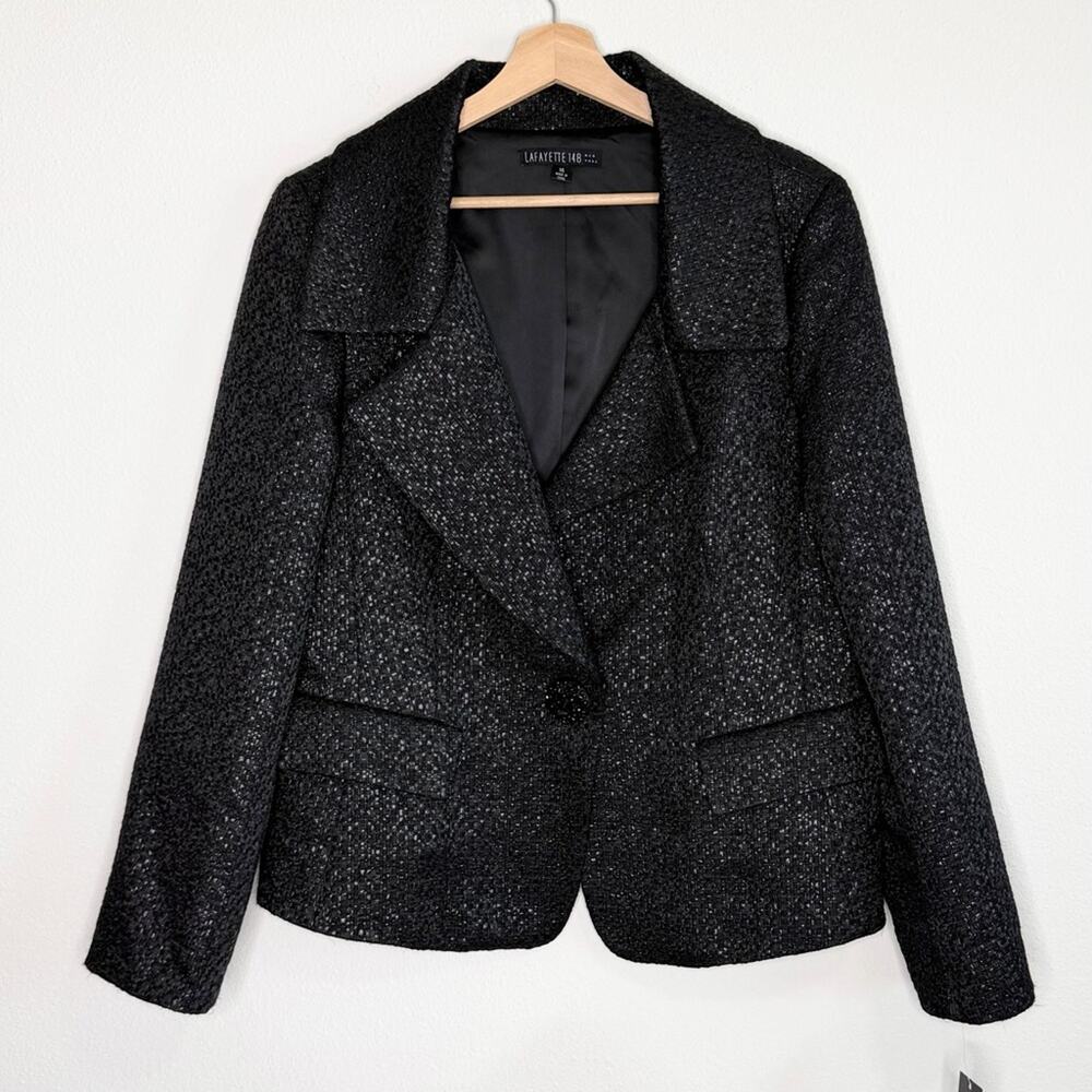 Lafayette 148 New York Black Textured Blazer Size 14